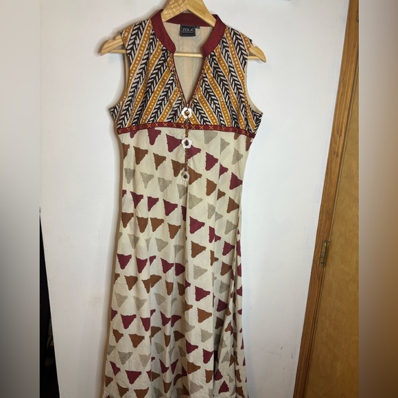 Zola Earthly Fashions Earth Tone Geometric Tunic Dress - Picture 5 of 10